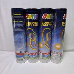 LOT OF 4 JOYIN 100-Piece Glow Stick Party Packs – 400 Total – NEW SEALED